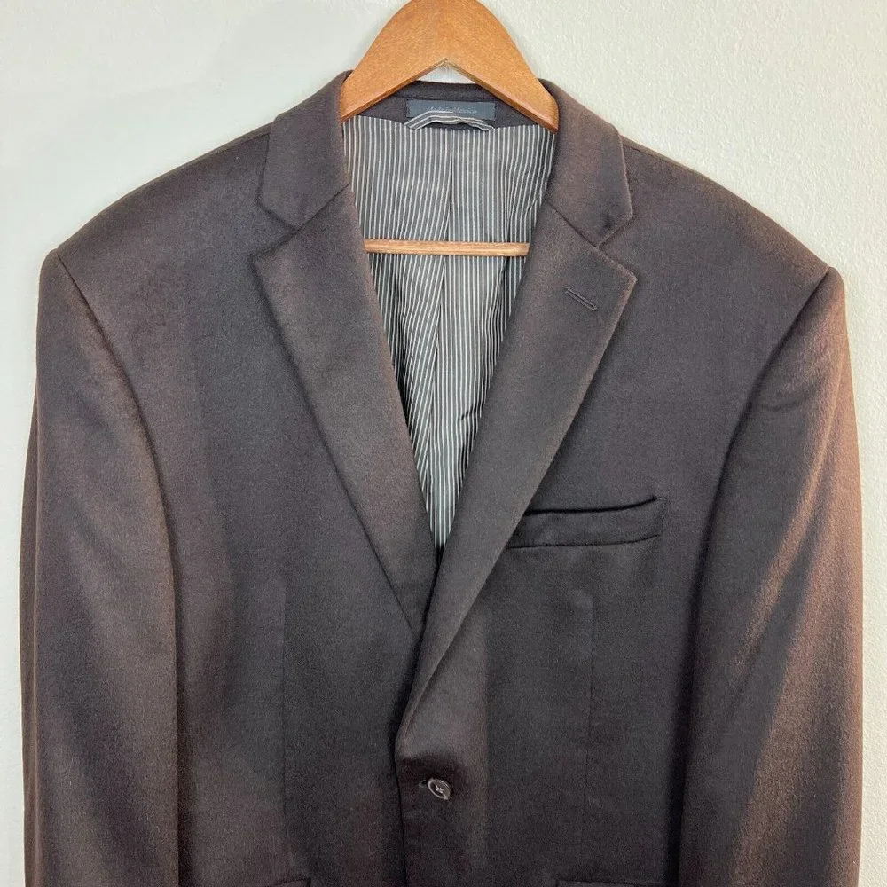 Calvin Klein 100% Cashmere Sport Coat Blazer Jacket 44R Brown‎ 2-Button